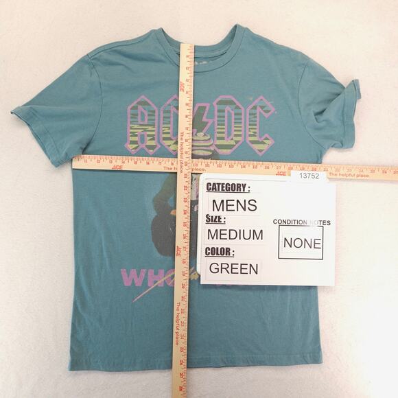ACDC Who made Who Band Crew Neck Short Sleeve Graphic T Shirt Mens Size M Green - Picture 5 of 9